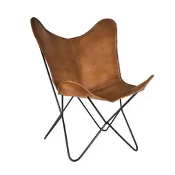 Oferta de Silla mariposa de cuero marrón July 75x87x86cm por 179€ en Casa Viva