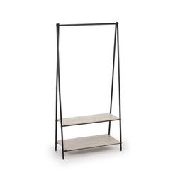 Oferta de Perchero con dos estantes de acero y madera MDF Bruno 80x40x160cm por 55€ en Casa Viva