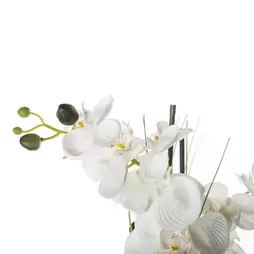 Oferta de Orquídea artificial blanca en maceta de cerámica por 19,99€ en Casa Viva