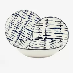 Oferta de Vajilla de 18 piezas de porcelana azul Reine por 59,99€ en Casa Viva