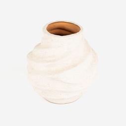 Oferta de Jarrón de terracota blanco Spiral Ø19x20cm por 22,99€ en Casa Viva