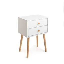 Oferta de Mesita de noche de madera con 2 cajones Deva 40x30x63cm por 69,99€ en Casa Viva