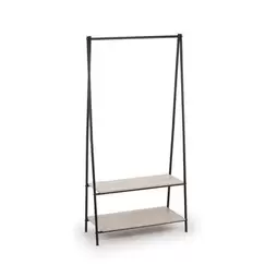 Oferta de Perchero con dos estantes de acero y madera MDF Bruno 80x40x160cm por 55€ en Casa Viva