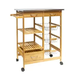 Oferta de Carro de cocina de madera bambú 74x37x86cm por 129€ en Casa Viva