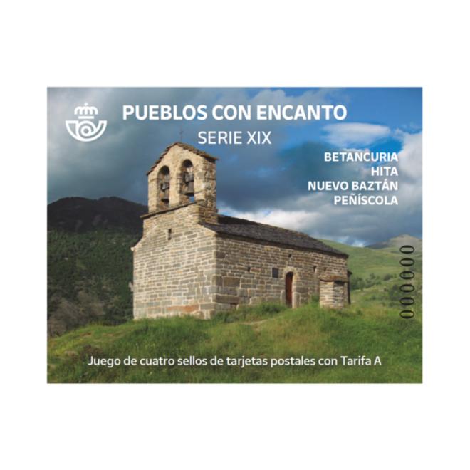 Oferta de Sello Pueblos con Encanto 2024 | Serie XIX | Betancuria, Hita, Nuevo Batzán y Peñíscola | Hoja bloque por 3,28€ en Correos