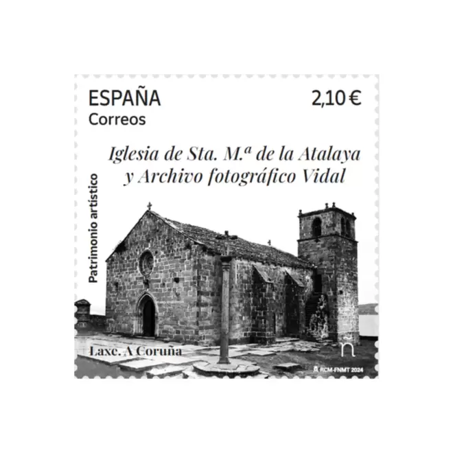 Oferta de Sello Iglesia de Sta. Mª de la Atalaya y Archivo fotográfico Vidal. Laxe. A Coruña | Patrimonio artístico por 2,1€ en Correos