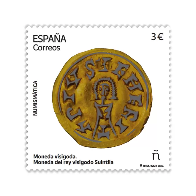 Oferta de Sello Moneda visigoda. Moneda del rey visigodo Suintila | Serie arqueología | Numismática por 3€ en Correos