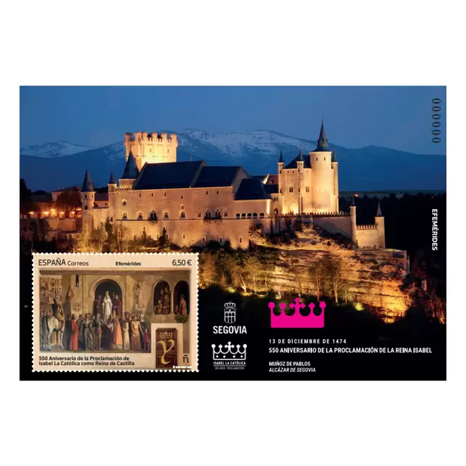 Oferta de Sello 550 aniv. de la proclamación de Isabel La Católica como reina de Castilla | Hoja Bloque | Serie Efemérides por 6,5€ en Correos