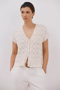 Oferta de Openwork jersey-knit jacket por 19,99€ en Cortefiel