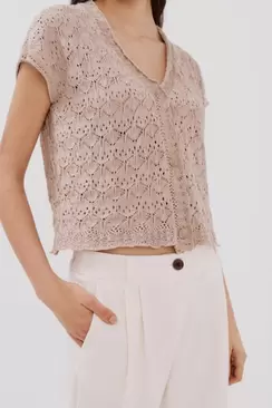 Oferta de Openwork jersey-knit jacket por 19,99€ en Cortefiel