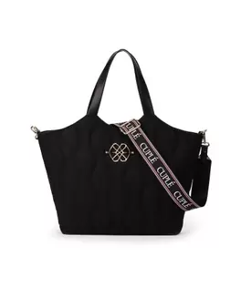 Oferta de SHOPPER ACOLCHADO DE NYLON NEGRO CON LOGO DORADO Y CORREA AJUSTABLE por 99€ en CUPLÉ