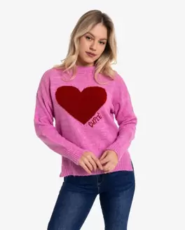 Oferta de JERSEY DE PUNTO ROSA CON CORAZÓN ROJO por 69€ en CUPLÉ