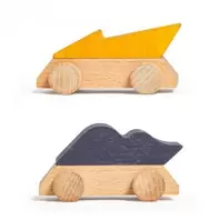 Oferta de Set 2 Supercars de madera Lubu amarillo y azul por 9,98€ en Dideco