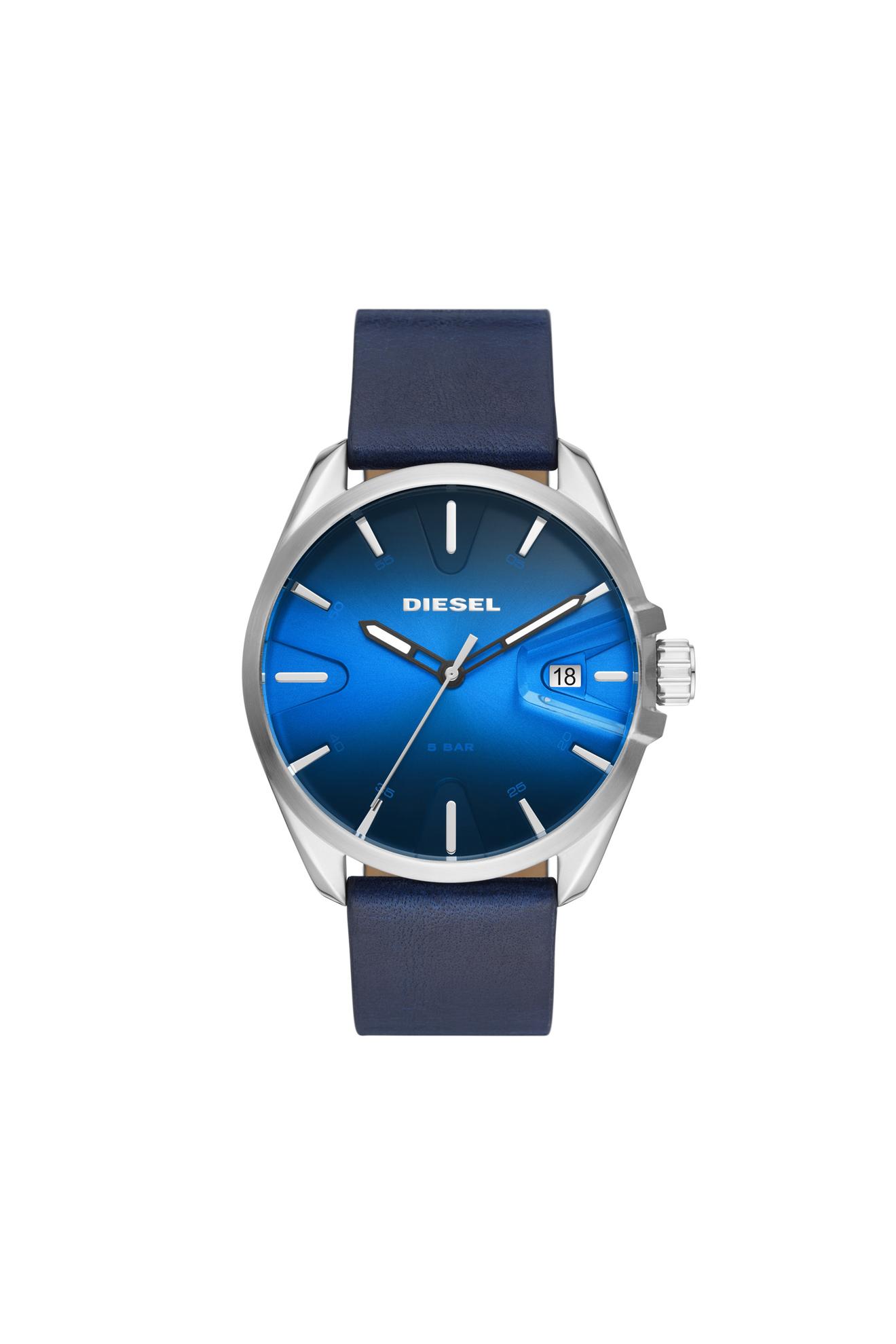 Oferta de Reloj MS9 de cuero azul con fecha de tres agujas por 114€ en Diesel