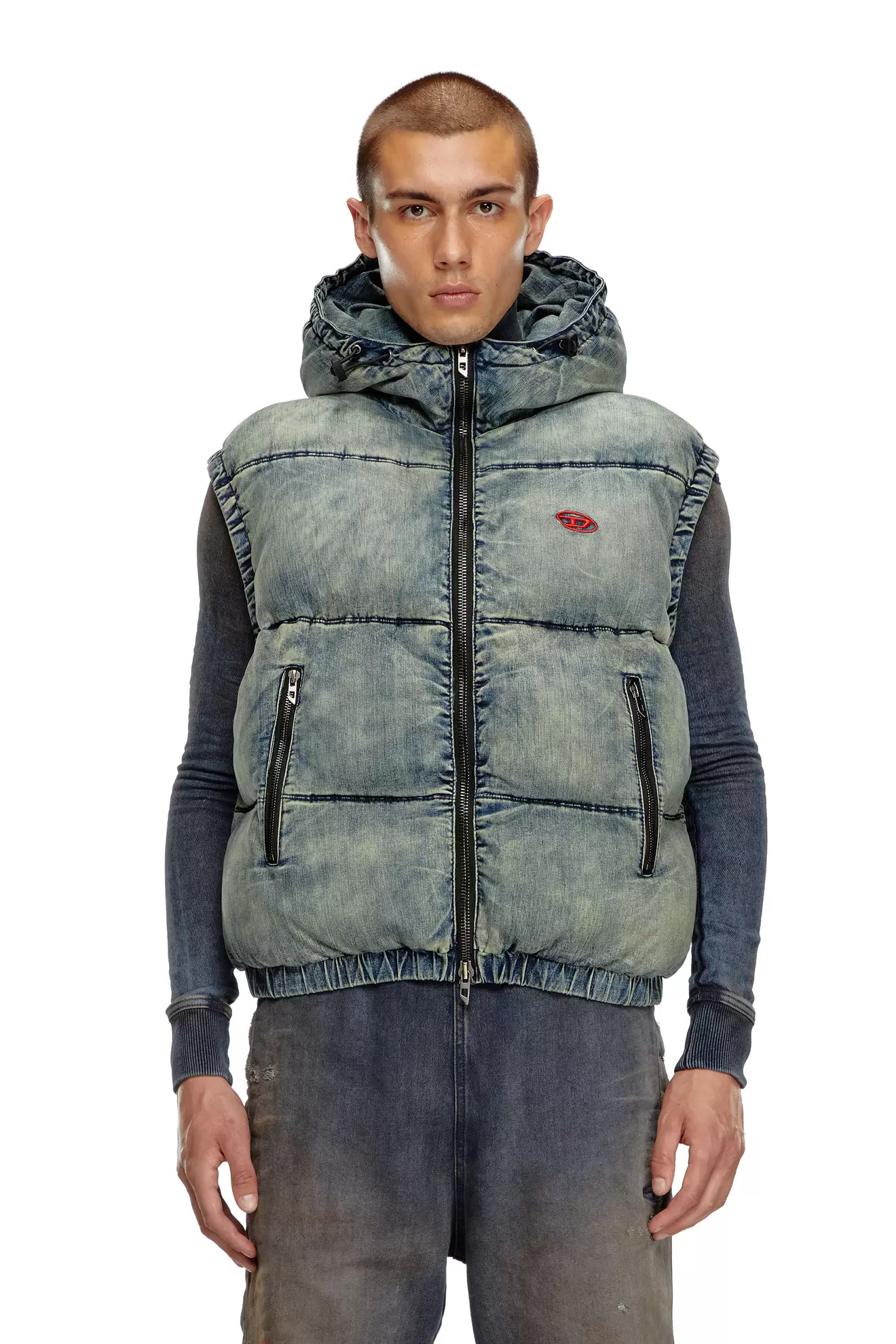 Oferta de Chaleco acolchado en denim desteñido por 450€ en Diesel