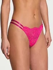 Oferta de Braguitas brasileñas de encaje con tiras brillantes dobles por 6,81€ en Victoria's Secret