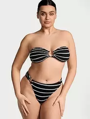 Oferta de Parte de arriba de bikini bandeau sin tirantes con anillas de efecto arrugado por 37,99€ en Victoria's Secret
