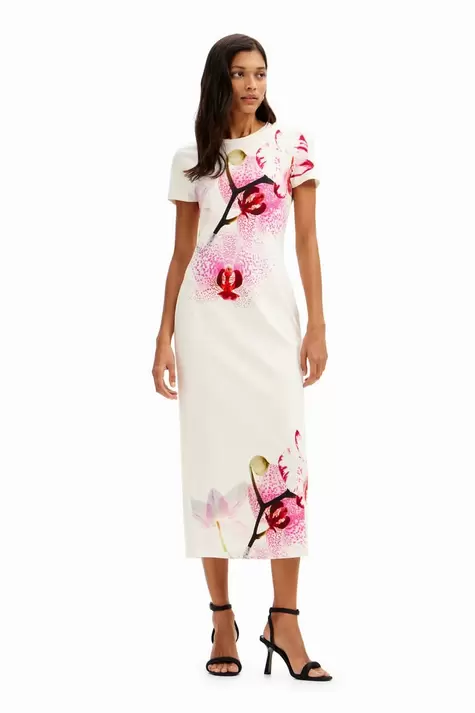 Oferta de New collection Vestido midi orquídeas M. Christian Lacroix por 99,95€ en Desigual