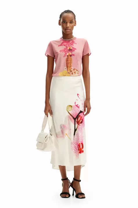 Oferta de New collection Falda midi orquídeas M. Christian Lacroix por 89,95€ en Desigual