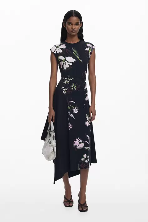 Oferta de Vestido asimétrico flores por 89,95€ en Desigual