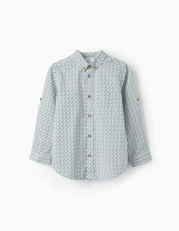 Oferta de Camisa de Algodón para Niño, Blanco/Azul por 22,99€ en Zippy