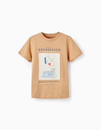 Oferta de Camiseta de Manga Corta de Algodón para Niño 'Exposition', Beige Oscuro por 9,99€ en Zippy