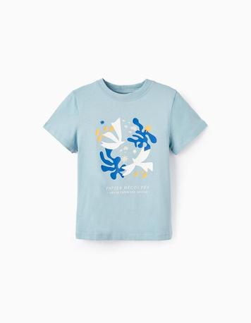 Oferta de Camiseta de Manga Corta de Algodón para Niña 'Papier', Azul Claro por 9,99€ en Zippy