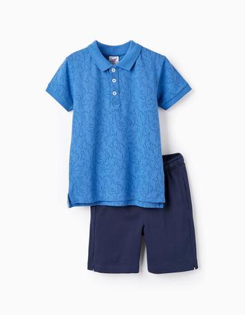 Oferta de Polo + Short en Piqué de Algodón para Niño, Azul por 27,99€ en Zippy
