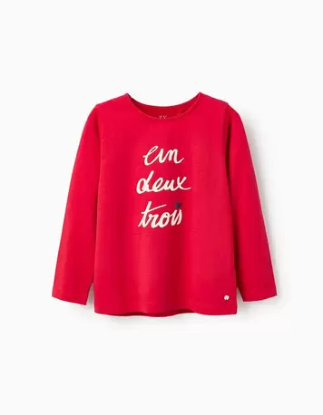 Oferta de Camiseta de Manga Larga para Niña '1 2 3', Rojo por 7,99€ en Zippy