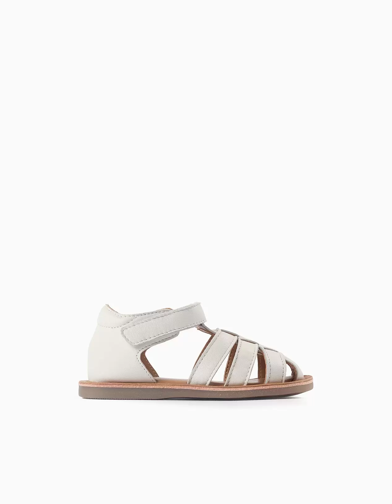 Oferta de Leather Sandals with Straps for Baby Girls, White por 32,99€ en Zippy