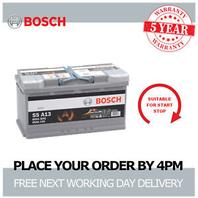 Oferta de Bosch S5A13 Car Battery 12V AGM Start Stop 5 Yr Warranty Type 019 por 173,61€ en eBay