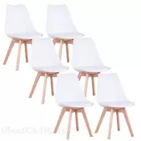 Oferta de Pack 6 sillas de comedor, silla diseño nórdico con asiento acolchado, Blanc por 129,99€ en eBay