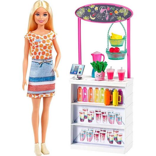 Oferta de Muñeca Barbie Puesto de Smoothies Mattel GRN75 +3A 32 cm por 19€ en Embargos a lo bestia