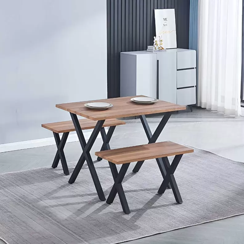 Oferta de Conjunto de comedor Videl 1 mesa + 2 taburetes roble/negro por 179€ en Embargos a lo bestia