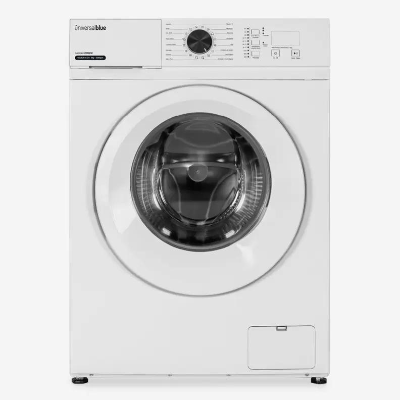 Oferta de Lavadora Santorini 7008W Universal Blue 8kg 1200 rpm 16 programas E blanco 85 cm por 279€ en Embargos a lo bestia