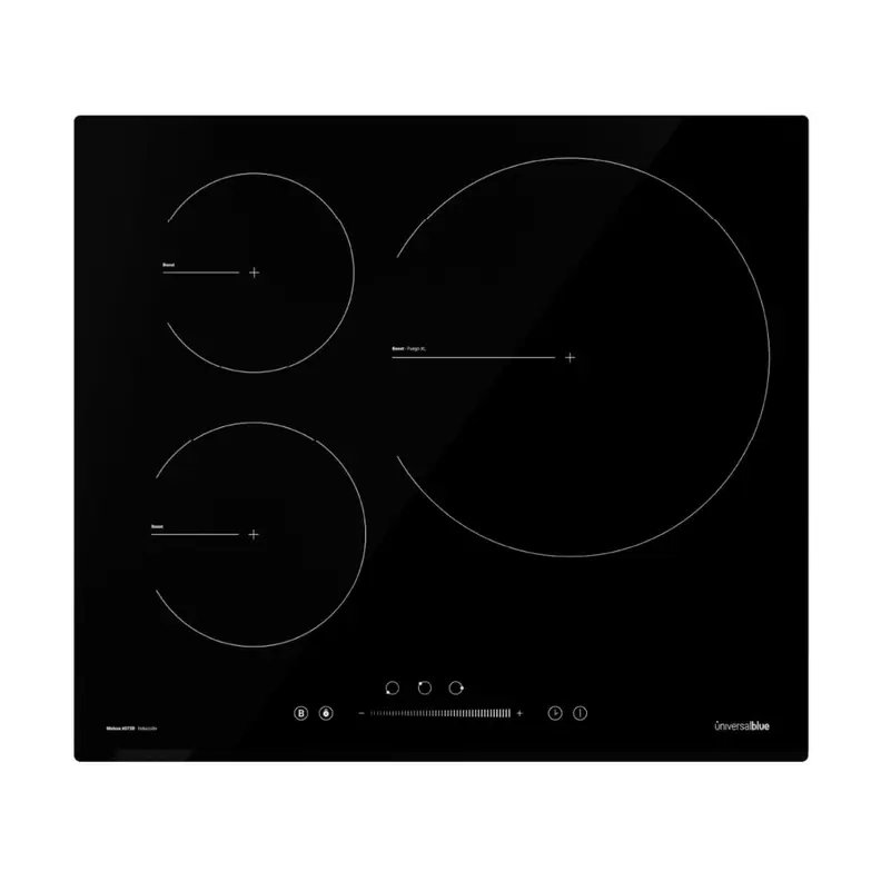 Oferta de Placa de inducción MEISSA 6072B 7200W Universal Blue 3 zonas 9 niveles negro 59cm por 199€ en Embargos a lo bestia