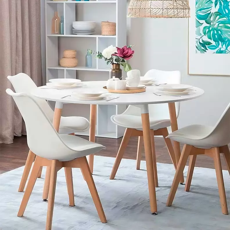 Oferta de Mesa de comedor Nordika circular diseño nórdico 74,5x100x100 cm por 135€ en Embargos a lo bestia