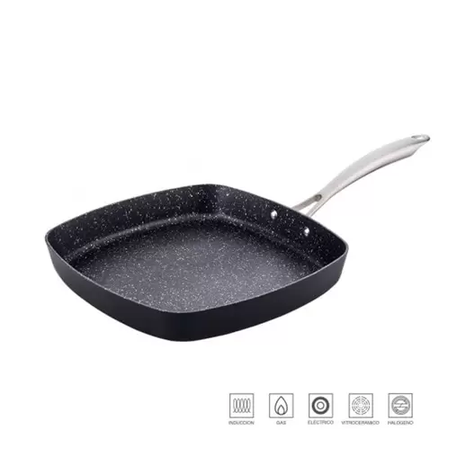 Oferta de Grill San Ignacio antiadherente negro 28x28 cm por 11,99€ en Embargos a lo bestia