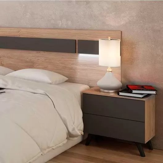 Oferta de Mesita de noche Soto 2 cajones por 49,99€ en Embargos a lo bestia