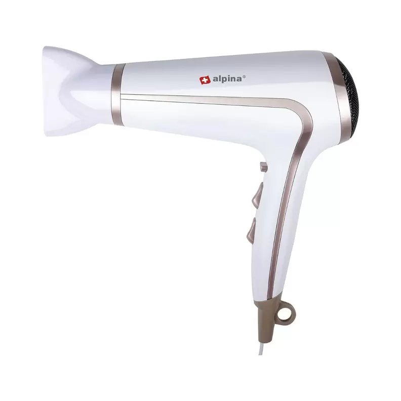 Oferta de Secador de pelo Alpina 1600-2000W multiposición blanco/rosa por 19,99€ en Embargos a lo bestia