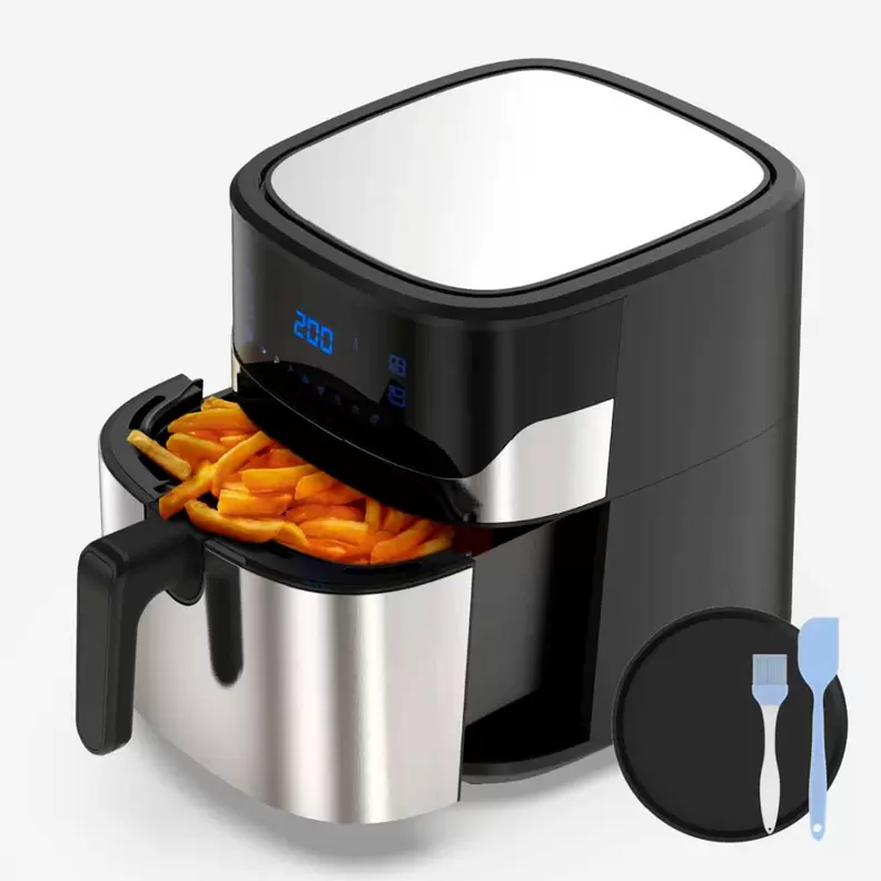 Oferta de Freidora de aire Air Crispy 6006B Universal Blue 1600W 6,5L con accesorios negro/inox por 73,99€ en Embargos a lo bestia
