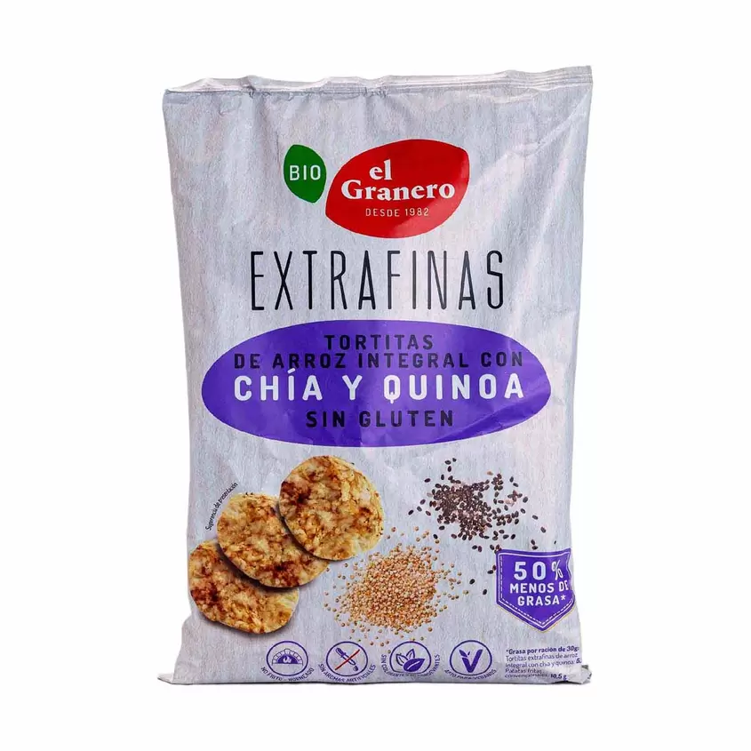 Oferta de Tortitas Extrafinas de Arroz Integral con Chía y Quinoa 60g por 1,69€ en Herbolario Navarro