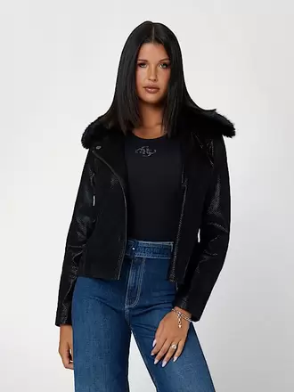 Oferta de Cazadora motera de piel sintética por 160€ en Guess