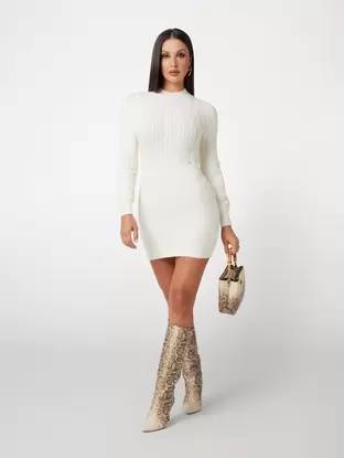 Oferta de Vestido mini de punto trenzado por 120€ en Guess