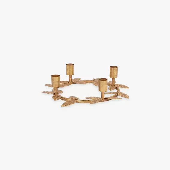 Oferta de Candelabro Hojas Dorado 24x24x6 BRIGHT por 14,99€ en Gato Preto