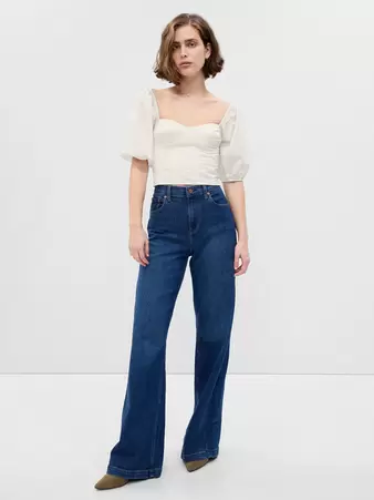 Oferta de Puff Sleeve Sweetheart Crop Top por 86€ en GAP