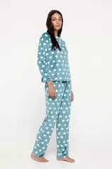 Oferta de Pijama de velour estampado corazones por 25,99€ en Fifty Factory