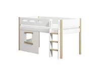 Oferta de Cama media-alta, escalera recta y frontales de cama para casa del árbol, marco de roble por 1049€ en FLEXA