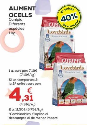 Oferta de Comida para pájaros por 7,19€ en Kiwoko