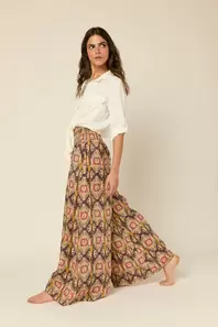 Oferta de Pantalón palazzo print étnico multicolor por 39,99€ en Algo Bonito